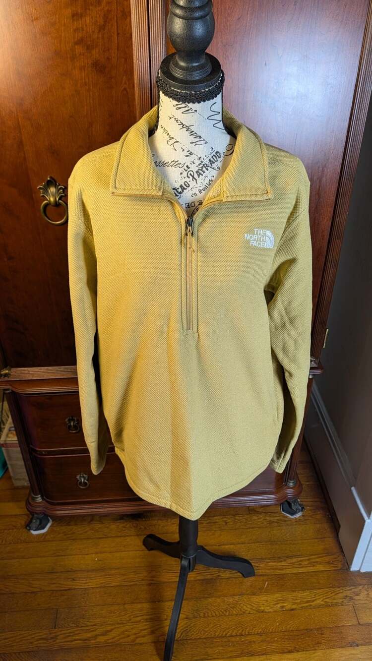 The North Face Men's Textured Cap Rock 1/4 Zip Pullover Kelp Tan, Size M - Picture 1 of 9